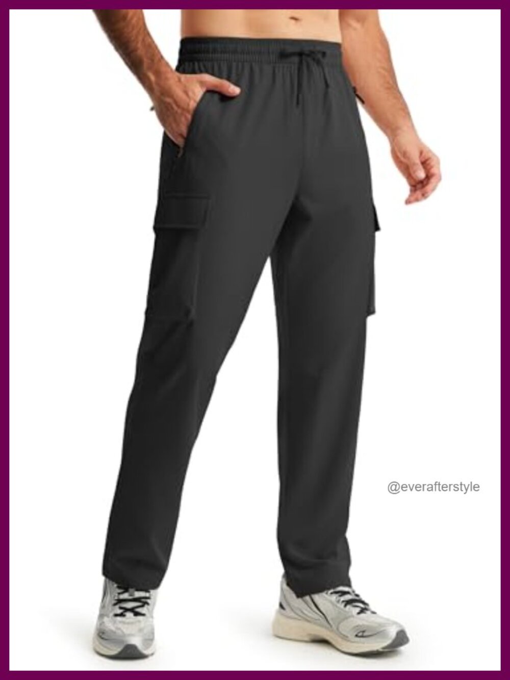 Men's Elastic Waist Hiking Pants Cargo Track Athletic